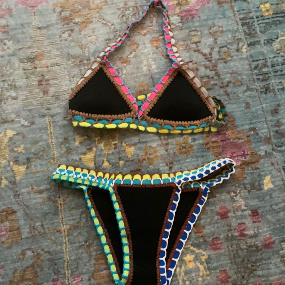 PADDED top+bottoms Scuba swim suit bikini S removable SILICONE insert